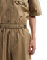 COLLUSION ripstop longline festival jort co ord with contrast stitch in khaki