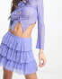 Neon & Nylon lace tiered mini skirt co-ord in purple