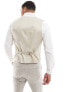 Фото #4 товара ASOS DESIGN skinny suit waistcoat in beige microtexture