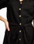 Фото #4 товара Vila linen touch midi shirt dress in black