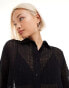 Weekday sheer textured linen shirt in black Черный, XS - EU 34 - фото #1