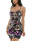 Фото #3 товара Juniors' Floral Sequin Sleeveless Bodycon Dress