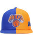 Фото #4 товара Men's Blue and Orange New York Knicks Team Half and Half Snapback Hat