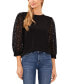 Фото #1 товара Women's Solid Lace-3/4-Sleeve Knit Crewneck Top