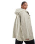 Vero Moda Curve coated rain jacket with hood in stone