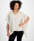 Фото #1 товара Petite Embellished-Neck Tassel-Trim Poncho Top, Created for Macy's