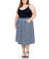 ფოტო #4 პროდუქტის Plus Size Elastic Knee Length Pocket Skirt