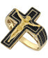 ფოტო #1 პროდუქტის Men's Black Diamond Pavé Crucifix Ring (3/4 ct. t.w.) in 10k Gold