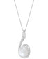 Cultured Freshwater Pearl (9mm) & Diamond (1/10 ct. t.w.) Swirl 18" Pendant Necklace in 14k White Gold Белый, 18 Inch - фото #3