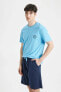 Фото #4 товара Пижама Regular Fit с короткими рукавами и шортами defacto C2878AX24SM