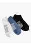 3'lü Patik Çorap Seti Çok Renkli Geometrik Desenli