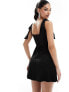 ASOS DESIGN sweetheart neck softline mini dress with bow detail straps in black 34 - фото #7