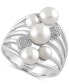 ფოტო #1 პროდუქტის EFFY® Cultured Freshwater Pearl (4mm-6.5mm) and Diamond Accent Ring in Sterling Silver