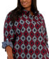 Plus Size Cotton Printed Utility Shirt