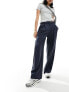 Weekday Zia tailored slouchy trousers in dark blue