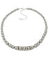 Pavé Rondell Bead & Color Imitation Pearl Collar Necklace, 16" + 3" extender