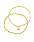 ფოტო #1 პროდუქტის 14K Gold-Plated Stretch Bracelet Set with Mini Crystal Initial