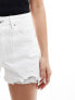 Stradivarius denim short with rips in white