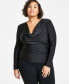 Фото #1 товара Trendy Plus Size Long-Sleeve Cowlneck Top, Created for Macy's