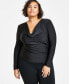 Trendy Plus Size Long-Sleeve Cowlneck Top, Created for Macy's