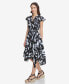 Women's Printed Tie-Waist Asymmetrical-Hem Linen Dress