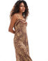 Фото #1 товара Reclaimed Vintage maxi slip dress with lace trims in leopard print