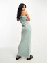 ASOS DESIGN draped one shoulder maxi dress in sage