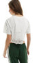 Фото #3 товара Miss Selfridge boxy short sleeve crop top with lace hem in white