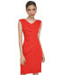 ფოტო #2 პროდუქტის Women's V-Neck Draped Scuba-Crepe Sheath Dress