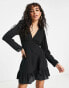 Фото #4 товара ASOS DESIGN Petite wrap front mini dress in black