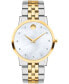 ფოტო #2 პროდუქტის Women's Swiss Museum Classic Diamond (1/20 ct. t.w.) Two Tone Stainless Steel Bracelet Watch 33mm