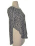Chelsea Sky Women's Asymmetrical Pullover Crew Neck Sweater Marled Gray White L