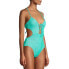 Фото #2 товара No Boundaries Juniors' Mint Jade Ribbed One-Piece Swimsuit size M (7-9)