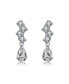 ფოტო #3 პროდუქტის Sterling Silver with Rhodium Plated Clear Pear and Round Cubic Zirconia ZigZag Drop Earrings