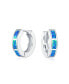 Фото #1 товара Серьги Bling Jewelry Blue Opal Huggie Hoop