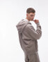 Topman relaxed fit full zip hoodie in stone