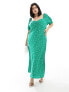 Forever New Curve puff sleeve midi dress in green ditsy floral Grün geblümt, UK 18 - фото #1