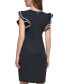 Фото #2 товара Women's Mini-Quilted Jacquard Flutter-Sleeve Dress