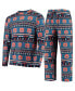 ფოტო #1 პროდუქტის Men's Navy Auburn Tigers Ugly Sweater Knit Long Sleeve Top and Pant Set