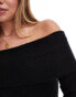 Фото #4 товара Miss Selfridge deep fold over bardot rib knit mini dress in black