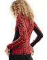 Dare 2b Outlast Core stretch mid layer half zip sweat in red leopard print