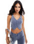 Missyempire denim waistcoat co-ord in blue UK 12 - фото #2