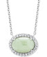 ფოტო #1 პროდუქტის Jade & White Zircon (1/2 ct. t.w.) 18" Pendant Necklace in Sterling Silver