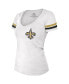 Фото #2 товара Women's Threads Michael Thomas White New Orleans Saints Fashion Player Name and Number V-Neck T-shirt