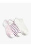 Damalı 3'lü Patik Çorap Seti Çok Renkli Pamuklu
