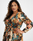 Фото #4 товара Plus Size V-Neck Long-Sleeve Faux-Wrap Midi Dress