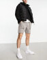 ASOS DESIGN slim carpenter shorts in mid length with heavy wash in grey Kaltes Grau, W30 - фото #3