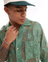 ASOS DESIGN short sleeve relaxed revere lace shirt in sage green Зеленый, 2XL Long - Chest 46-48 Long - фото #3