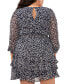 Plus Size Printed Tiered-Skirt Chiffon Dress