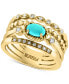 ფოტო #1 პროდუქტის EFFY® Turquoise & Diamond (1/6 ct. t.w.) Multirow Ring in 14k Gold